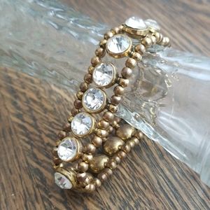 Large rhinestone metal stretchy bracelet